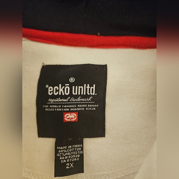 Ecko Unltd Full Zip Heavy Logo Hoodie Sweatshirt Embroidered Logos Vtg. Size 2XL - Picture 7 of 9